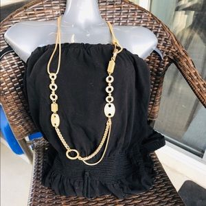 CHICO'S GOLD TONE DOUBLE STRAND NECKLACE